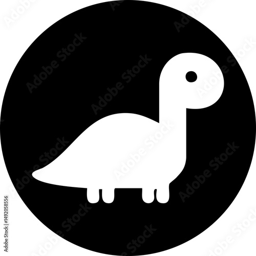 Black solid dino silhouette cute vector icon isolated