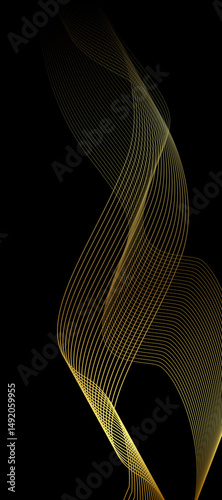 Black background abstract with wavy line