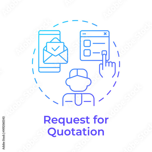 Request for quotation blue gradient concept icon. Product information, customer support. Round shape line illustration. Abstract idea. Graphic design. Easy to use in infographic, article