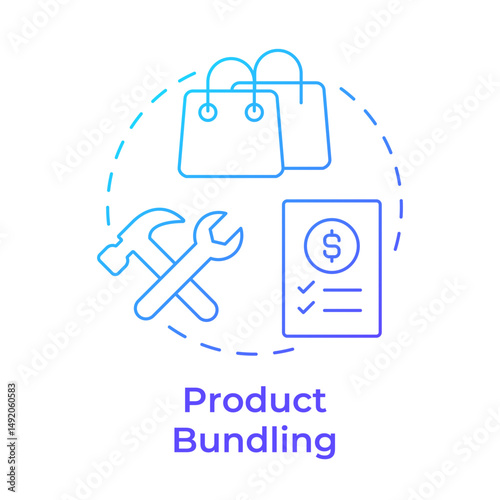 Product bundling blue gradient concept icon. Ordering, purchasing. Marketing strategy. Round shape line illustration. Abstract idea. Graphic design. Easy to use in infographic, article