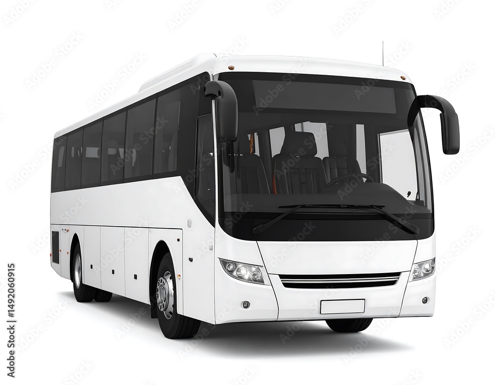 White Passenger Bus Isolated On White Background Modern Vehicle Transportation White Passenger Bus Isolated On White Background Modern Vehicle Transportation
