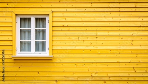 wooden yellow wall with window shutter