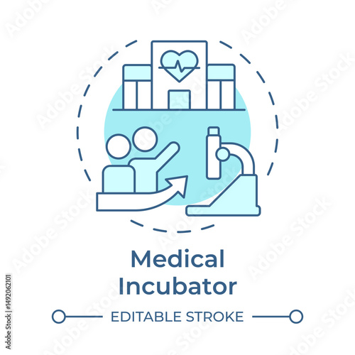 Medical incubator soft blue concept icon. Clinical service, research. Healthcare, hospital. Round shape line illustration. Abstract idea. Graphic design. Easy to use in infographic, brochure