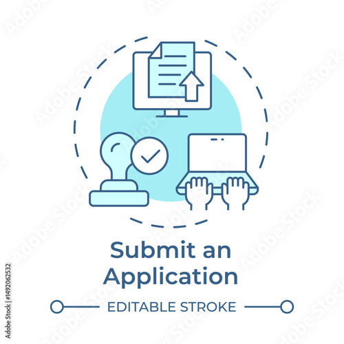 Submit an application soft blue concept icon. Human resources. Documentation management. Round shape line illustration. Abstract idea. Graphic design. Easy to use in infographic, brochure