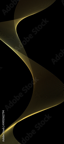 Black background abstract with wavy line