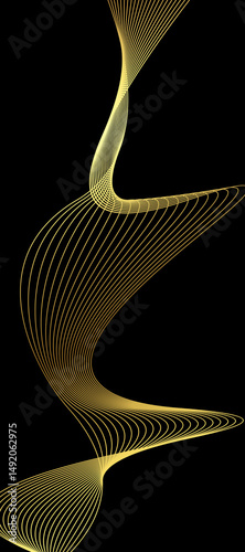 Black background abstract with wavy line