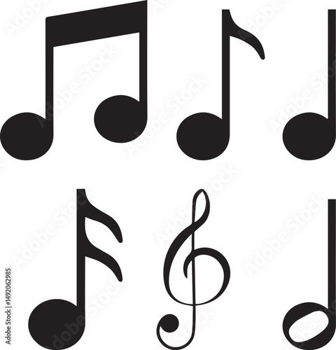 Musical Symbols: A collection of musical notes and a treble clef, essential elements of musical notation, arranged on a seamless backdrop, ready to add a touch of melodic flair to any design.