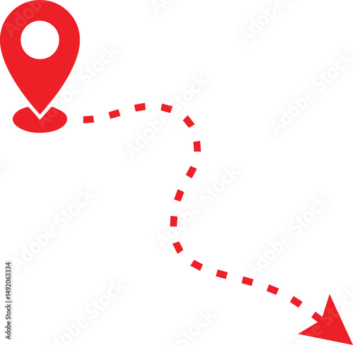 Red Location Pointer: This graphic visualizes the journey or destination, the location pointer stands out and signifies the focus. It represents the path ahead.