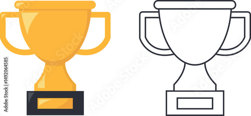 gold trophy cup with ribbon