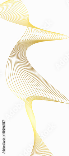 White background abstract with wavy line gold