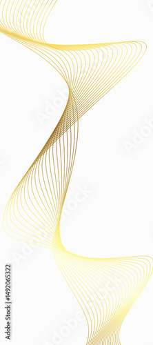 White background abstract with wavy line gold