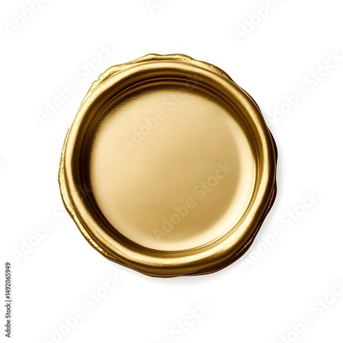 Gold wax seal, perfect for invitations, awards, and official documents or certificates, on isolated 