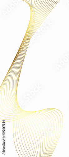 White background abstract with wavy line gold