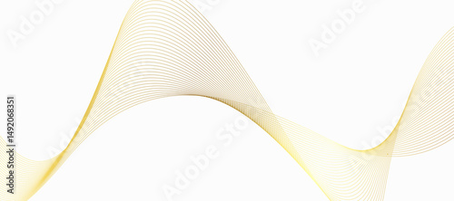 White background abstract with wavy line gold