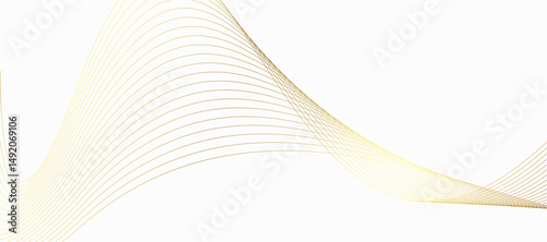 White background abstract with wavy line gold