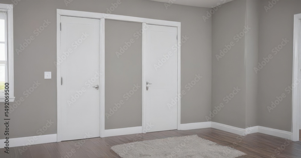 Fototapeta premium Sleek white interior door collection; open & closed states shown , isolated, interior design