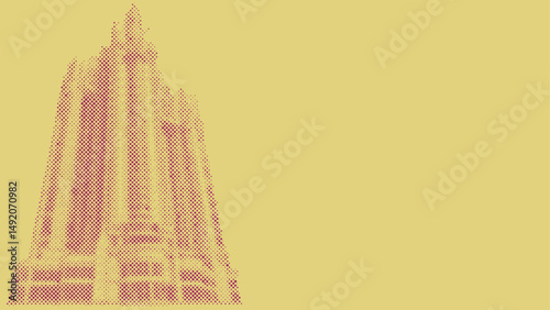 A high rise skyscraper building for business architecture concept in halftone dots pattern