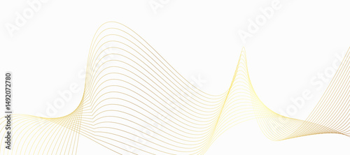 White background abstract with wavy line gold