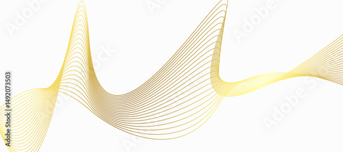 White background abstract with wavy line gold