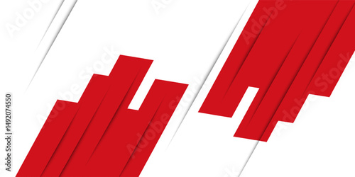 Abstract red and white banner design vector, dynamic sporty horizontal background template for media promotion or web banner