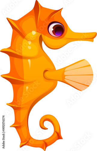 Cartoon underwater font seahorse letter F. Aquatic life creature English typeset symbol, underwater wildlife isolated vector ABC alphabet element or sea nature animal latin font letter