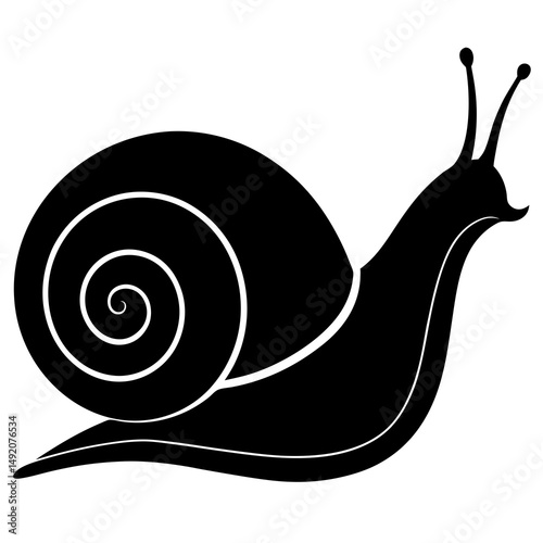 Black and white snail silhouette illustration