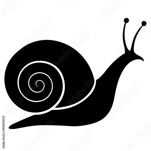 Simple black silhouette of a snail