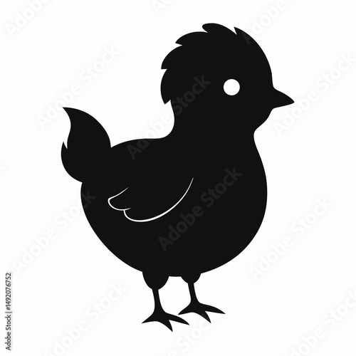 Black silhouette of a baby chick