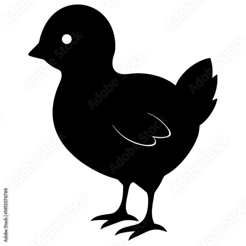 Black silhouette of a baby chick