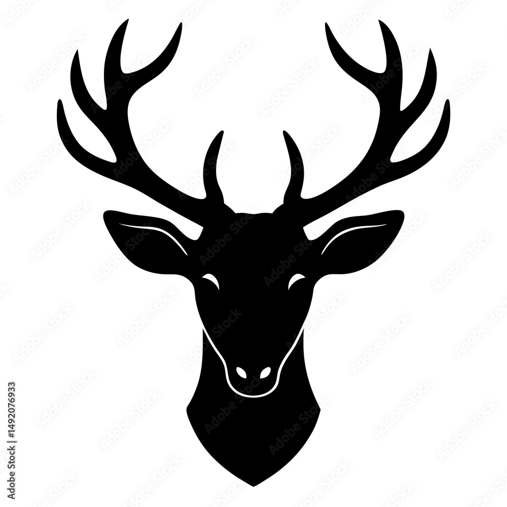 Naklejka premium Silhouette of a deer head with antlers