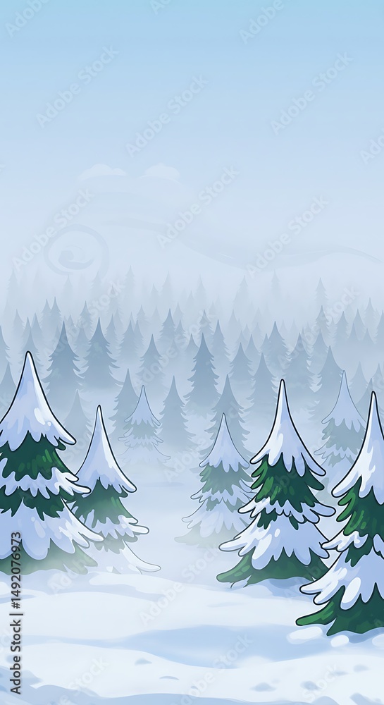 Fototapeta premium Winter's Whisper: A Frosty Forest Scene