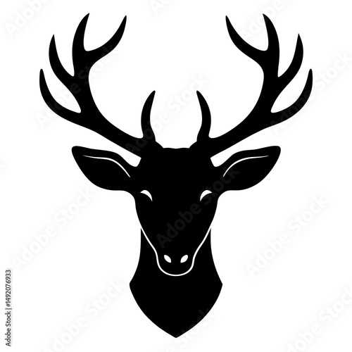 Silhouette of a deer head with antlers