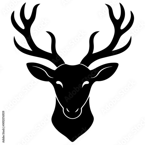 Black silhouette of a deer head with antlers