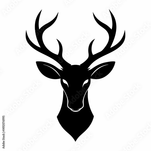 Black silhouette of a deer head with antlers