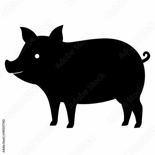 Simple black silhouette of a pig