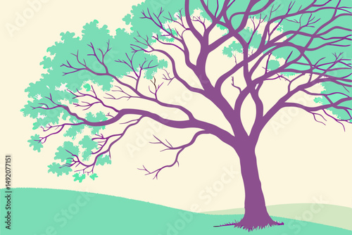 Stylized tree illustration on white background with transparency