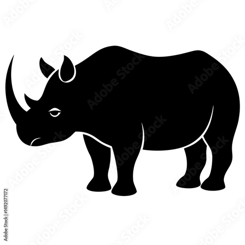 Black silhouette of a rhinoceros