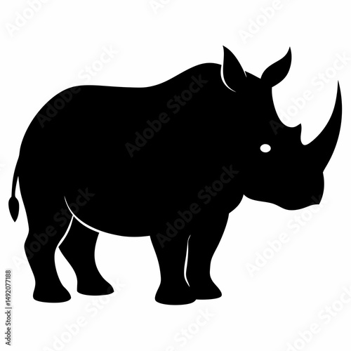 Black silhouette of a rhinoceros