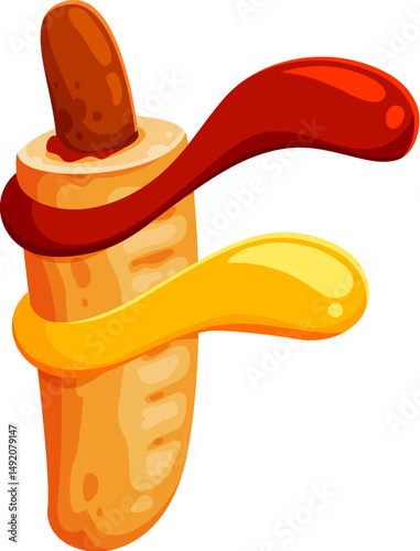 Fast food hotdog meal cartoon English ABC font letter F. Takeaway restaurant appetizer English typeset letter, fast food meal vector font F letter. Fastfood cafe cartoon Latin font typeset element