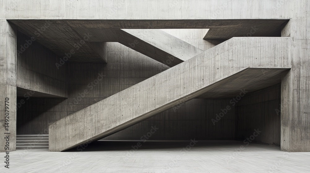 Fototapeta premium Concrete stairs and interior spaces
