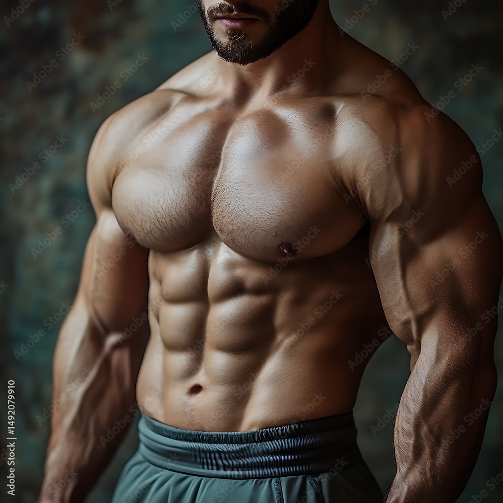 Fototapeta premium Muscular male torso in studio