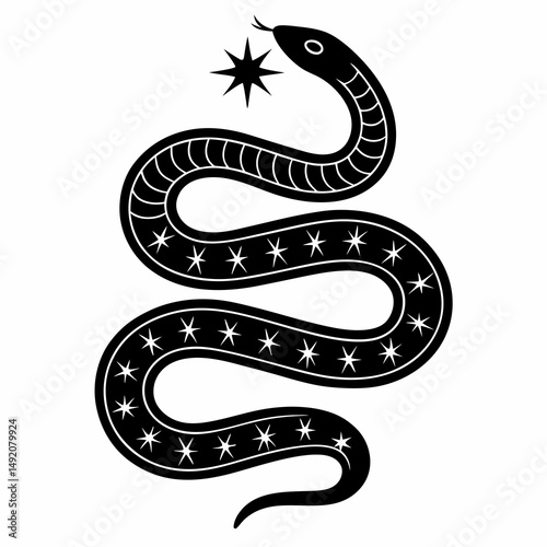 Ornate black snake with stars design element