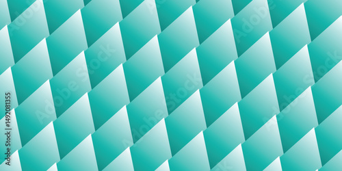 Diamond-like teal tiles forming a soft geometric depth illusion pattern