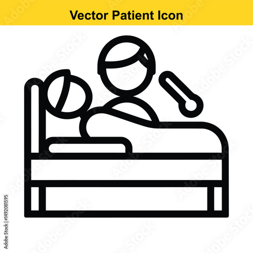 Doctor Examining Patient Lying on Bed - Hospital Care Icon