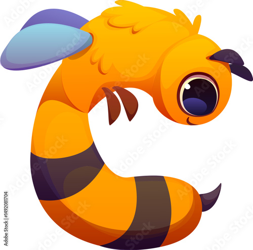 Honey font type, bee insect letter C. Apiary farming element, sweet honey agriculture vector kids ABC type sign. Beekeeping harvest typeset symbol or honey bee farm English alphabet font letter