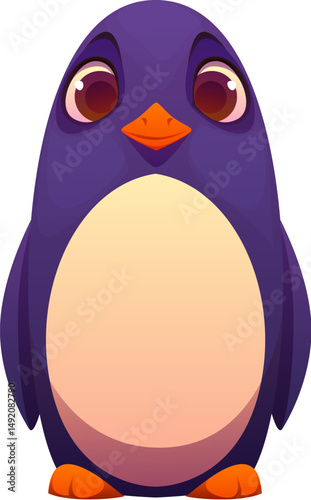 Letter I kids animal alphabet as a cute penguin character. Cartoon vector abc symbol for children education, funny zoo mascot font, children English typeface, letter type as an arctic adorable bird
