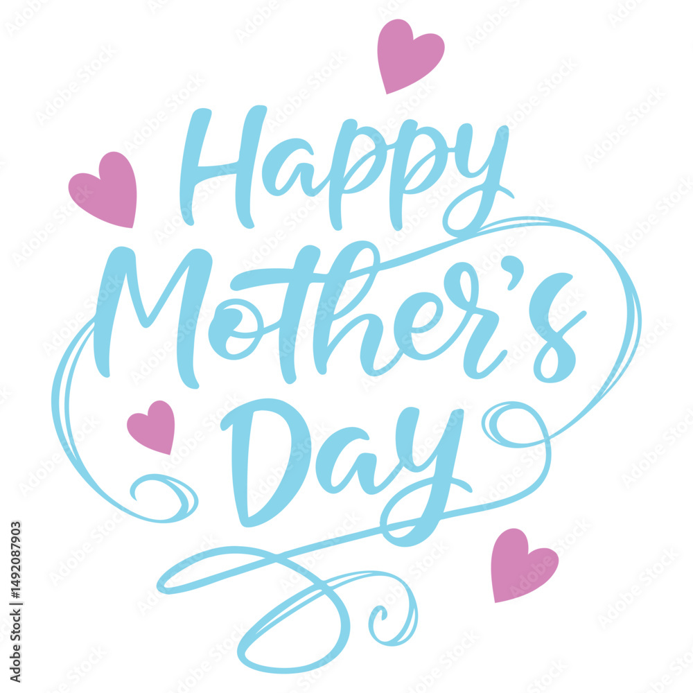 Obraz premium Mother's Day Greeting: Stylish Script Text with Heart Accents