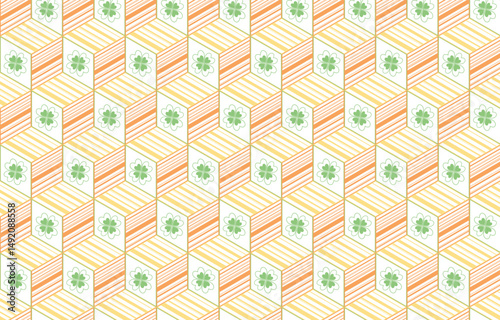 hexagon clover fabric box colorful wallpaper pattern geometric lines abstract seamless texture 