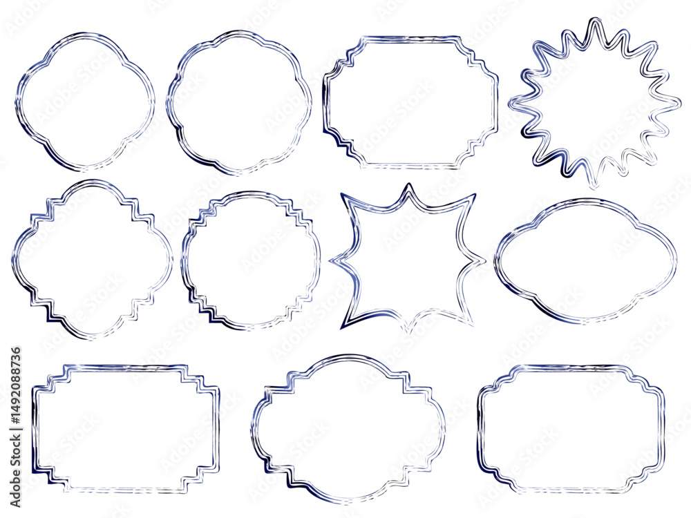 Fototapeta premium フレーム筆3、14紺