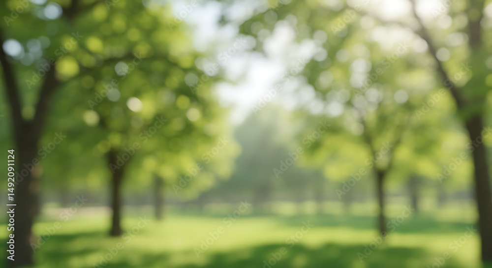 Fototapeta premium Sun-Dappled Serenity: Blurred Green Garden